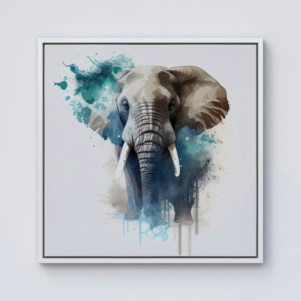 Warren Reed Majestic Elephant Splash Art Framed Canvas