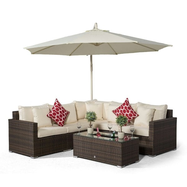Giardino Havana 5 Seat Rattan Corner Sofa Set with Drinks Cooler Coffee Table