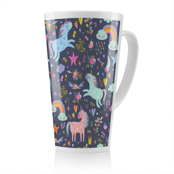 Benjamin Tate Design unicorns on navy Designer Latte Mug