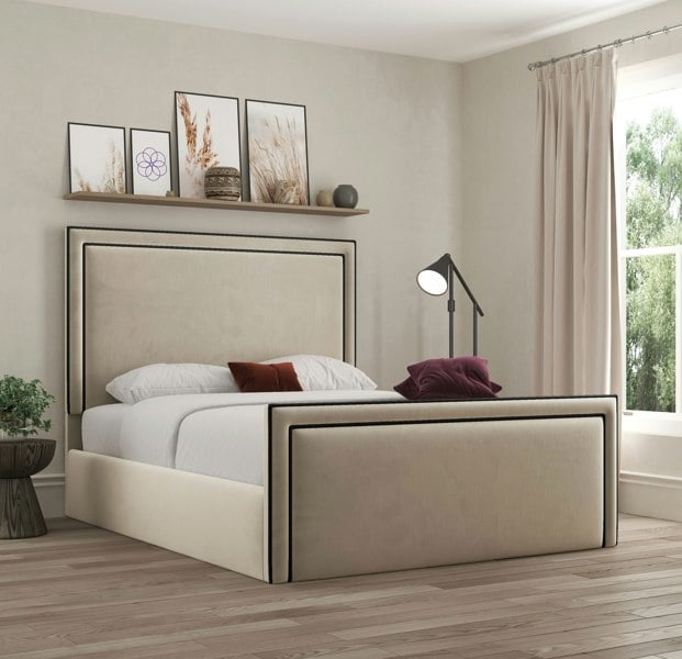 DS Living Verona Piping Ottoman Bed - Plush Cream