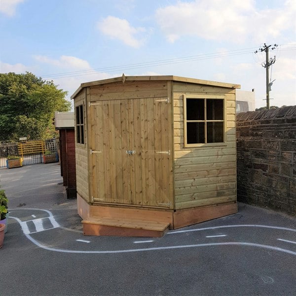 Shire Corner Shed 8x8 12mm interlock Cladding Pressure treated wooden