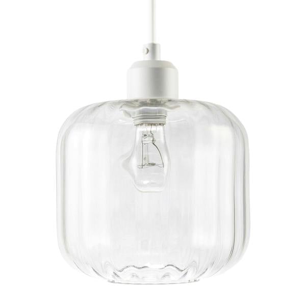 Contemporary Transparent Glass Wide Ribbed Square Pendant Light Shade Image 4