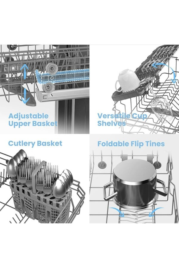 Living and Home 40cm Freestanding Dishwasher Dish Dryer 6 Programs 10 Place Settings with Delay-Start & Quick Wash Function