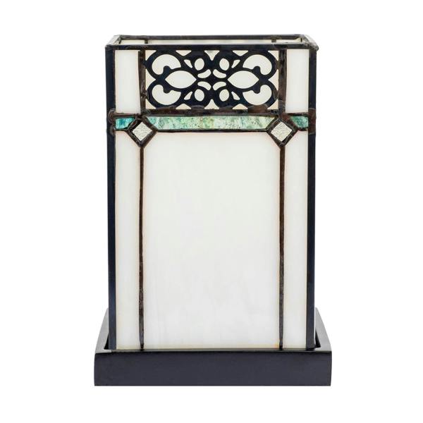 1920s Vintage Rectangular Tiffany Glass Table Lamp in Emerald Green Image 5