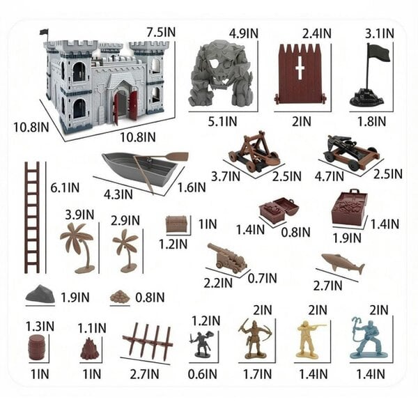 deAO Toys deAO 310 PCS Medieval Castle Knight Playset, Army Soldier Toys for Kids