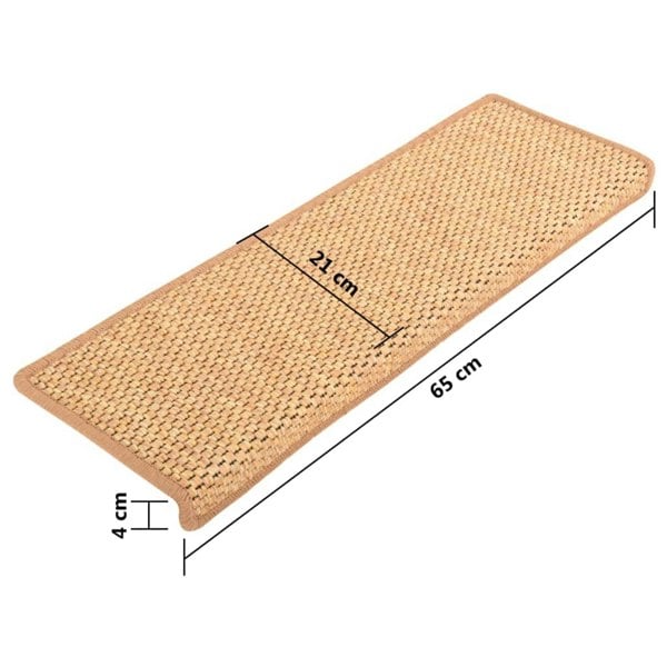 Berkfield Stair Mats Self-adhesive Sisal-Look 15 pcs 65x21x4 cm Orange