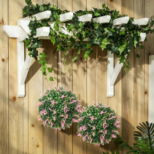 Wyld Haus Rari Set Of 2 UV Resistant Artificial Topiary Ball Plants In Pink