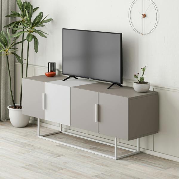 Decortie Tontini Modern TV Unit Multimedia Centre with Storage TV Cabinet 140cm