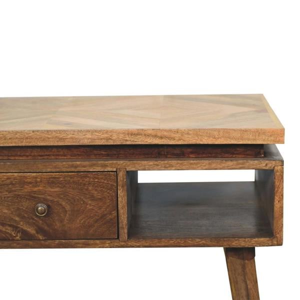 Wyld Haus Arezzo Classic Granary Coffee Table 2 Drawers with Brass Detail