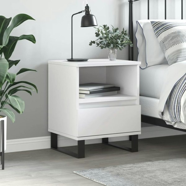 Berkfield Bedside Cabinet White 40x35x50 cm Engineered Wood