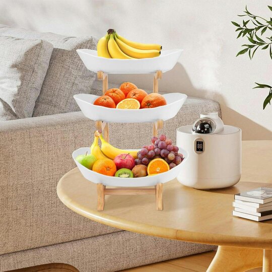 Havendro 3 Tier Fruit Storage Basket Bowl Holder Vegetable Utility Rack & Dining Stand