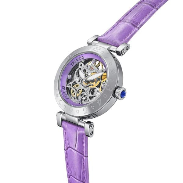 Empress Theodora Automatic Leather-Band Watch - Silver/Purple - EMPEM3703