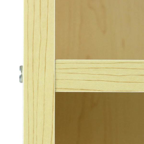Maple retail shop corner counter LM60 featuring a smooth, light wood finish and clean lines, ideal for display and storage