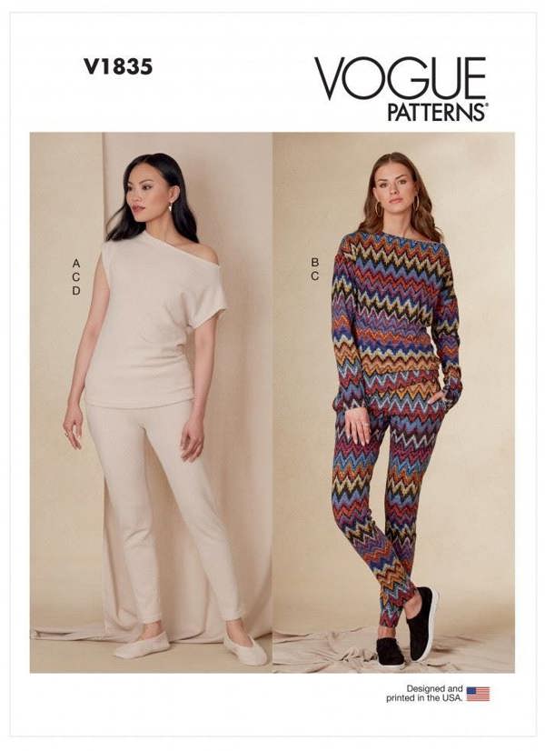 Vogue Sewing Pattern 1835, Tops, Trousers, Shoes for Women, A (XS-S-M-L-XL-XXL) - Easy