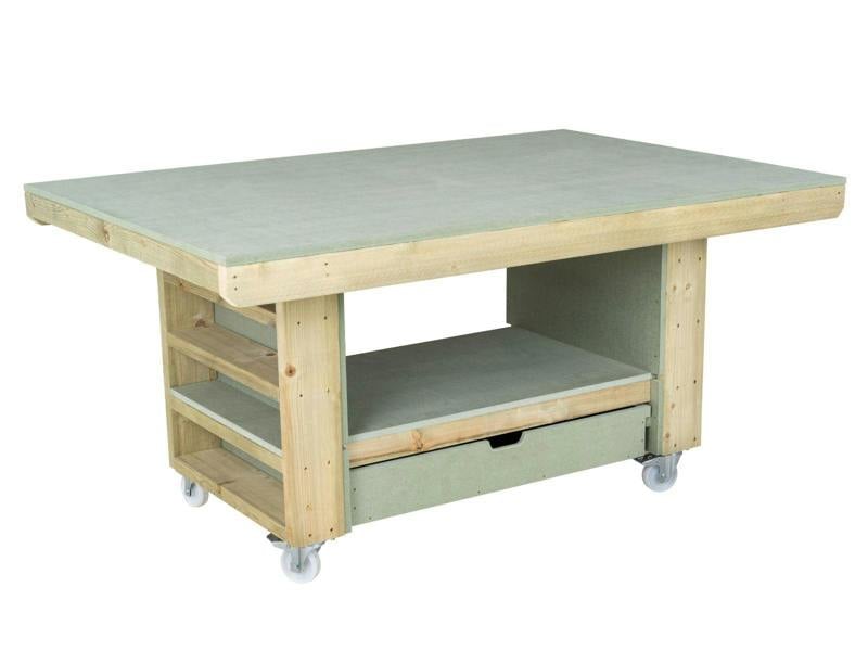 Art/Craft Project Workbench with Storage V.2, designed to elevate your creative projects. This sturdy workstation features a moisture-resistant 18mm MDF top, providing a durable and smooth surface ideal for various arts and crafts activities. Additionally, it includes a convenient drawer for organized storage of your tools and materials