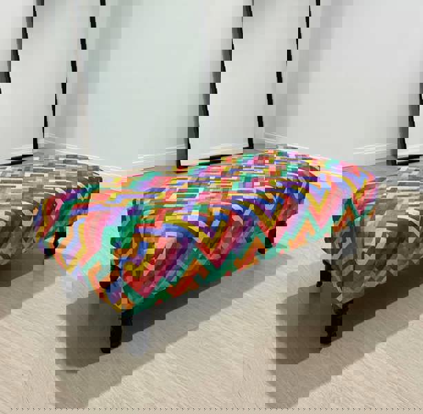 Window Bay Seat Pouffe Ottoman in Vibrant Multi-Colour Upholstery - ISTOOLS