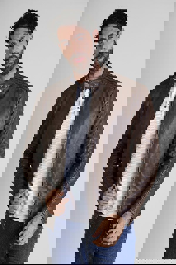 Mens Brown Premium Biker Leather Jacket