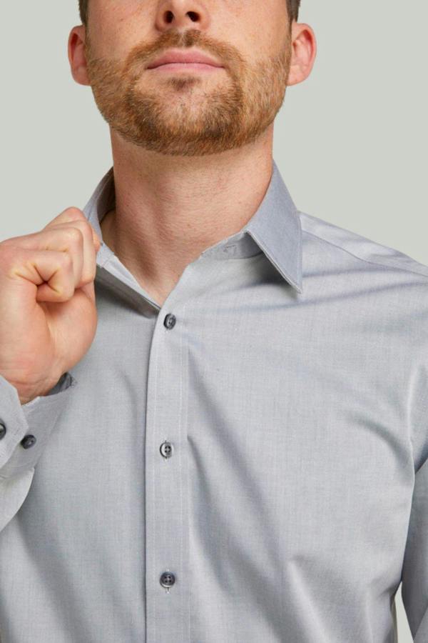 Tailored Fit Grey Non-Iron Pure Cotton Twill Shirt