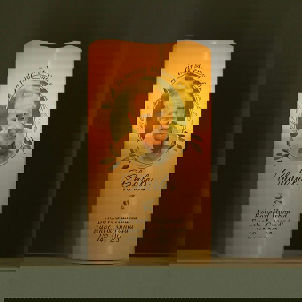 Personalised Memento Company Personalised Botanical Memorial Photo Upload LED Candle