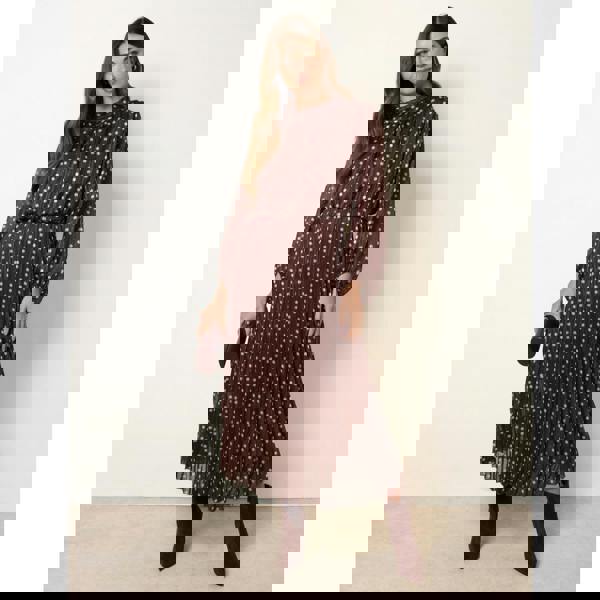 Blue Vanilla Polka Dot Metallic Dress