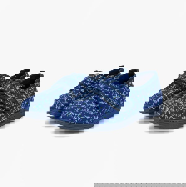 Sleepers IVY Womens Full Slippers Navy Blue Floral