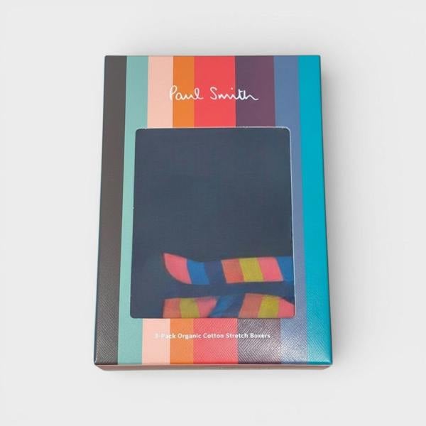 Paul Smith 3-Pack Organic Cotton Stretch Boxers Trunk Black