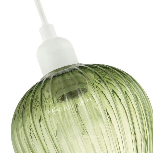 Modern Green Easy Fit Pendant Lighting Shade with Ridged Fluted Lines Image 4