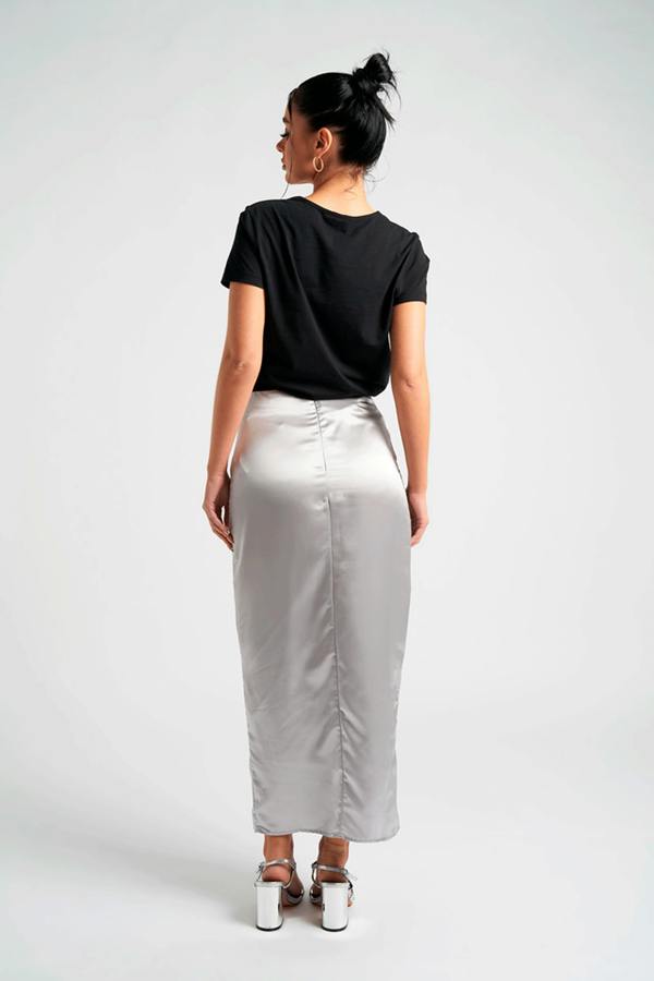 Urban Bliss Satin Ruffle Side Split Midaxi Skirt