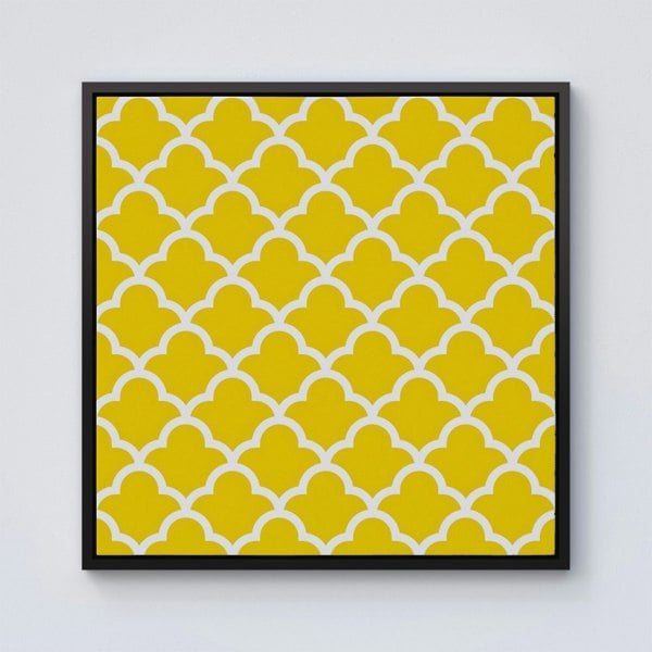 Warren Reed Geometric Yellow Quatrefoil Wave Framed Canvas