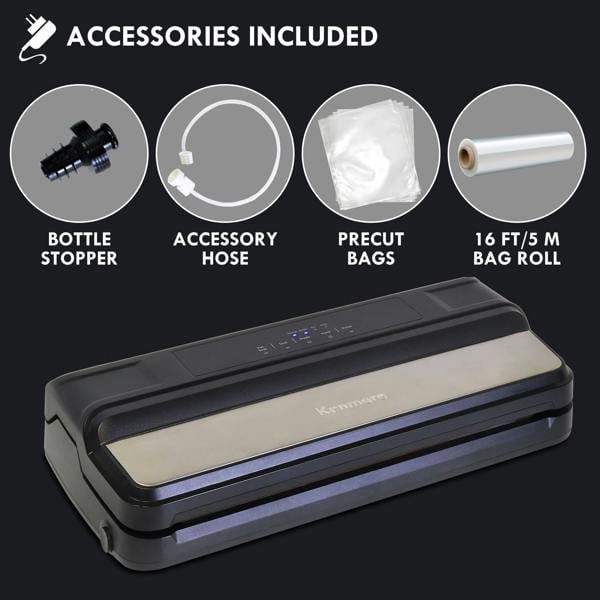 Kenmore Automatic Vacuum Sealer Food Sealing Machine with 7 Preset Modes for Sous Vide & Dry/Moist Foods (Black)