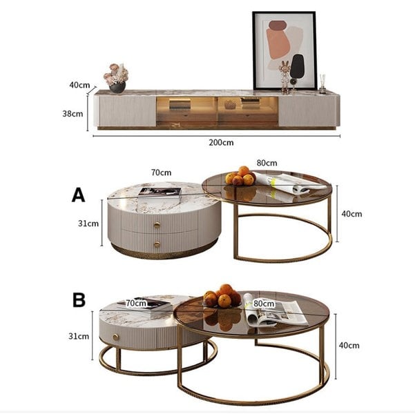 Eden II Living Room Coffee Table Set, TV Stand-Weilai Concept-Weilai Concept