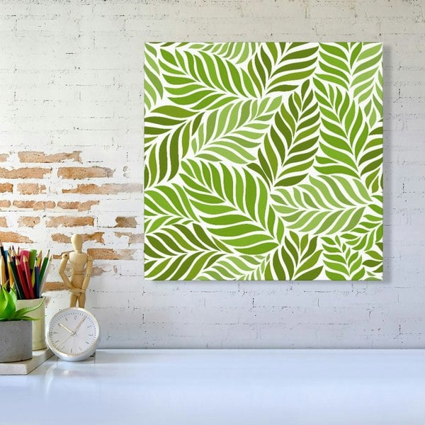 Warren Reed Green Leaf Pattern Canvas