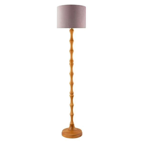Traditional Oak Wood Standing Floor Lamp Base with Bamboo Pole Design Image 5
