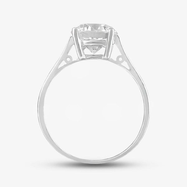 T. H. Baker Sterling Silver & Clear Crystal Four Claw Solitaire Ring DPR5106SIL