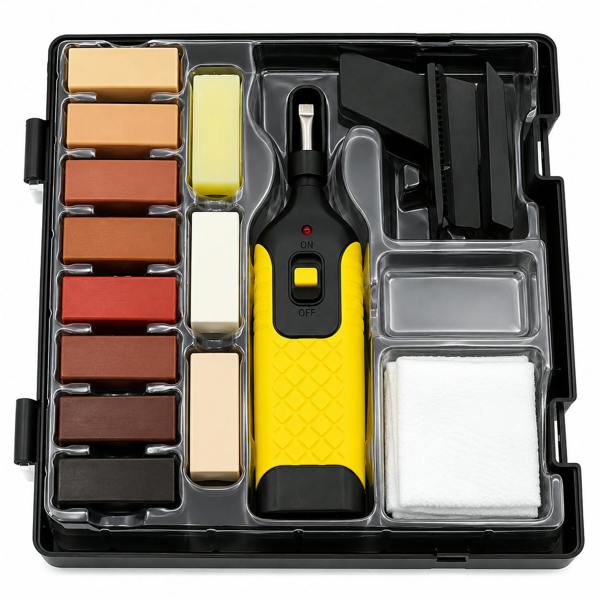 ATEK 19 Piece Laminate Wood Floor Repair Kit Wax Scratch Chip Filler Tool Set