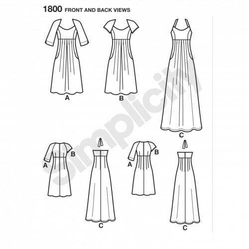 Simplicity Sewing Pattern 1800, Dresses for Women, 10-12-14-16-18 - Intermediate