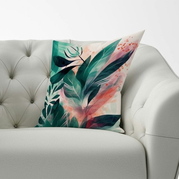 Warren Reed Green Feather leaves Tropical Cushions