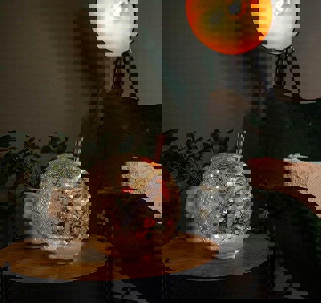 Samuel Alexander 20cm Battery Operated Light up Robin Crackle Glass Ball with 15 Warm White LEDs