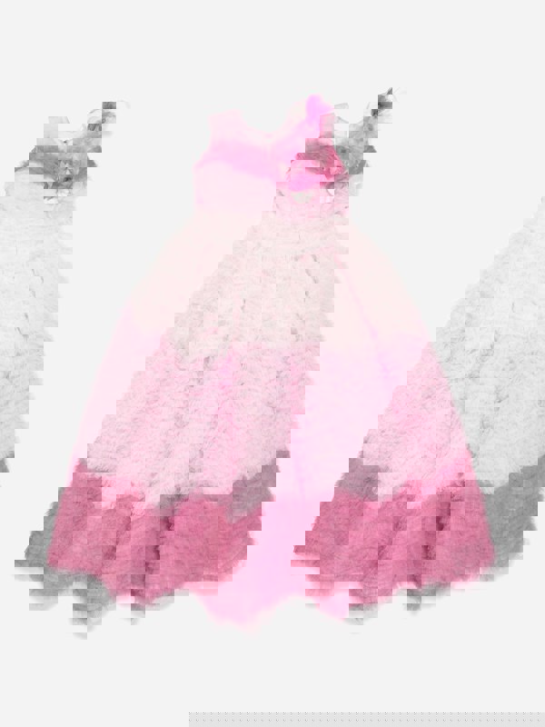 Marchesa Girls Flower Embellished Degradé Tulle Gown in Pink