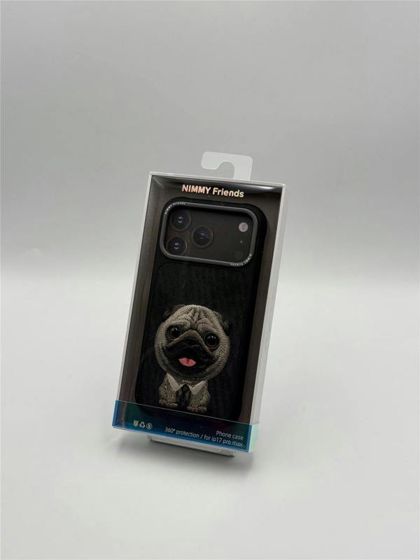 Nimmy Friends Nimmy Big Eye Cute Pet Pug Dog Case with MagSafe for iPhone 17 Pro Max 6.9" Black Grey - N-XDY-IP17-PRO-MAX-09-A