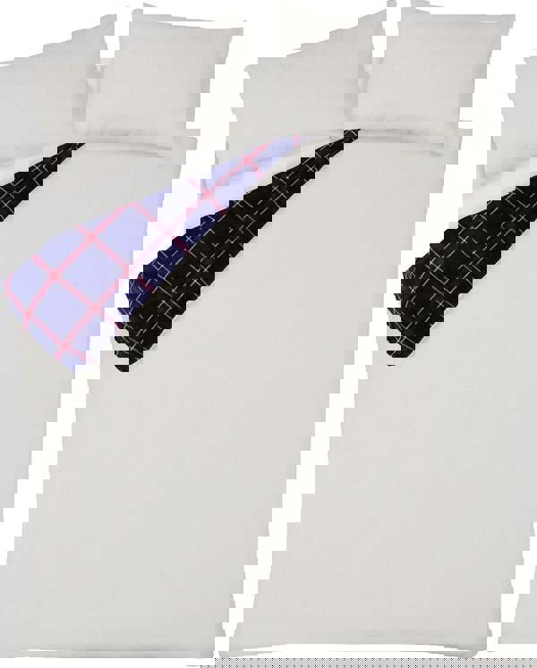 Smart Living Check Printed Flannel Fleece Duvet Set - Navy