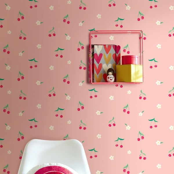 Hoopla Walls Cheery Cherries - Watermelon 10m Wallpaper