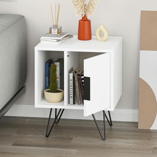 Decortie Glynn Modern Bedside Table with Metal Hairpin Legs Bedroom Nightstand with Storage 50.2cm