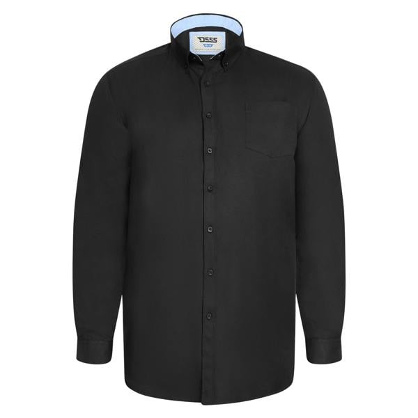 Duke Mens D555 Richard Oxford Tall Long-Sleeved Shirt - Black - 