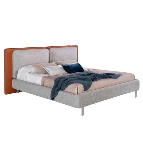 Angel Cerdá Brown Leatherette Bed With Gray Fabric 7123