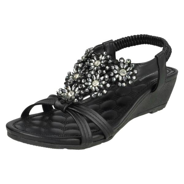Savannah Ladies Savannah Mid Wedge Strappy Sandals F10792