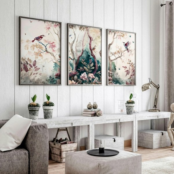 3 set of wall art | chinoiserie prints for living rooms