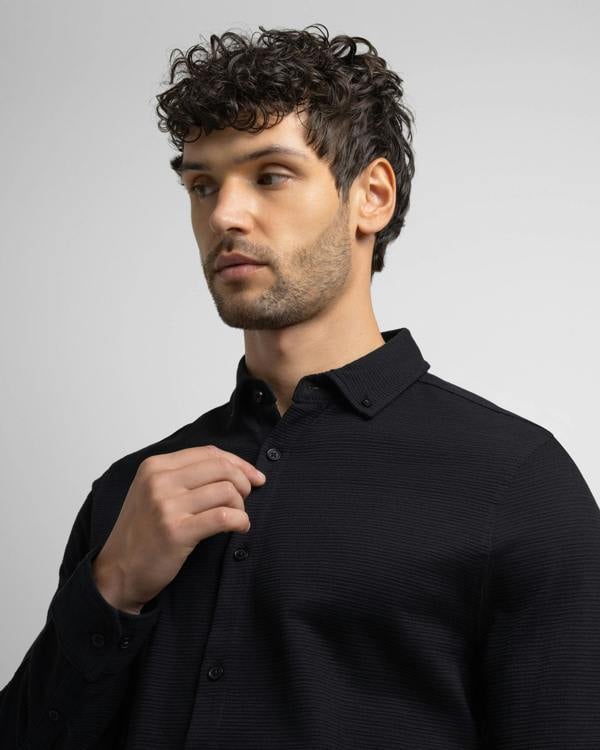 Steel & Jelly Textured Long Sleeve Jersey Shirt