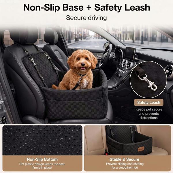 Skylos Large Dog Car Seat Booster Dual-Sided Plush Cool Bed Washable