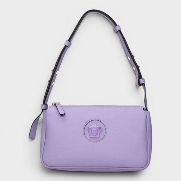 Versace Medusa Head Shoulder Leather Bag Lilac Purple